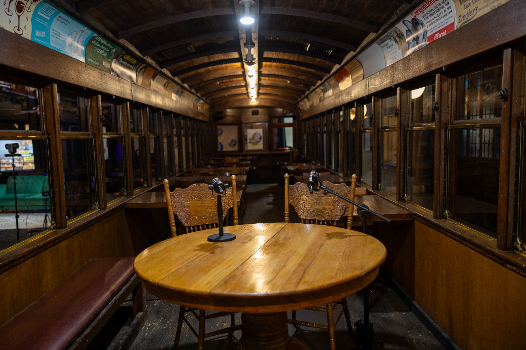 Vintage trolley car interior set